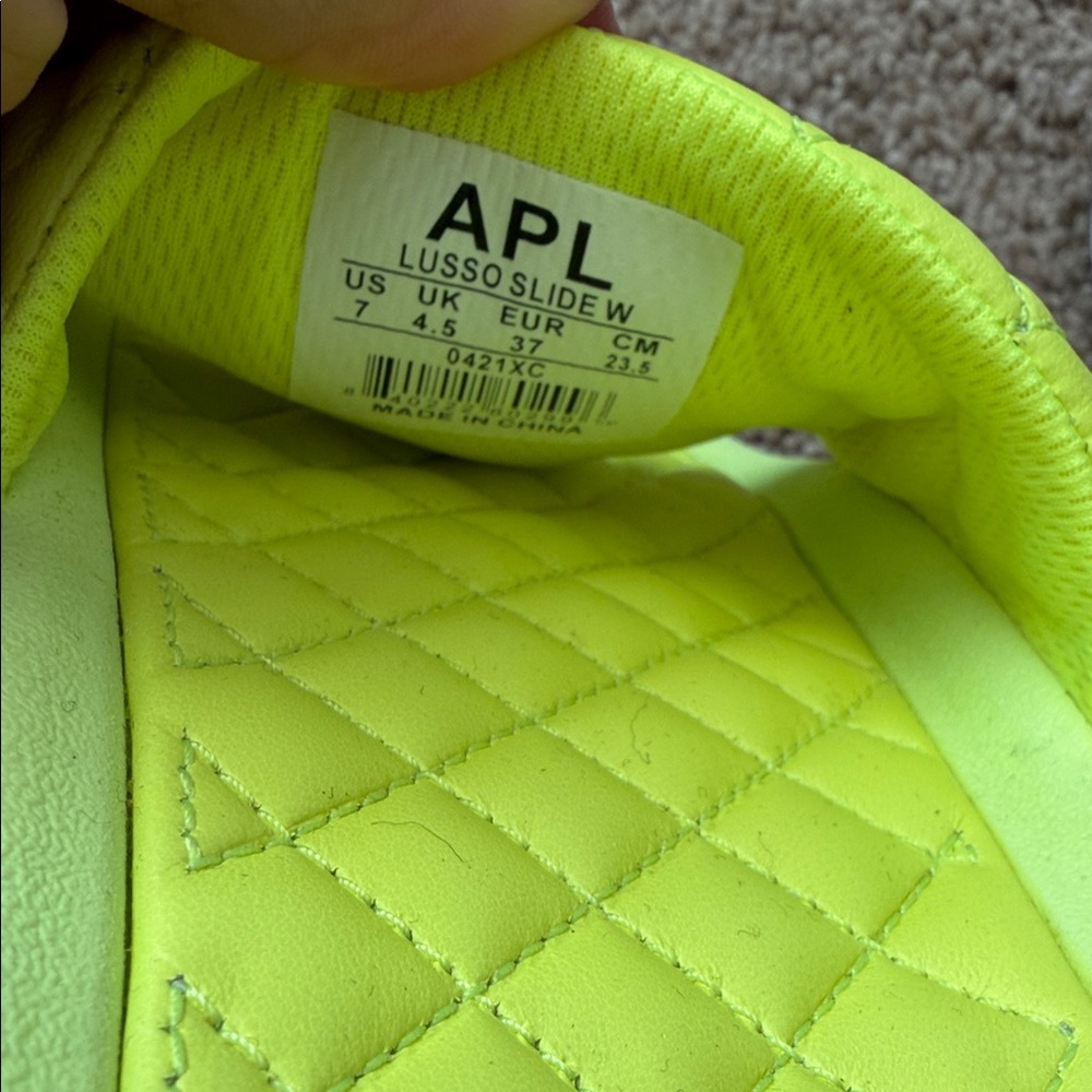 APL Quilted Neon Yellow Slide Sandals - Picture 3 of 4